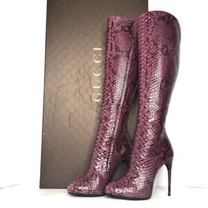 Gucci Kim Python 2013 Runway Ready To Wear Knee High Snakeskin Boots 37